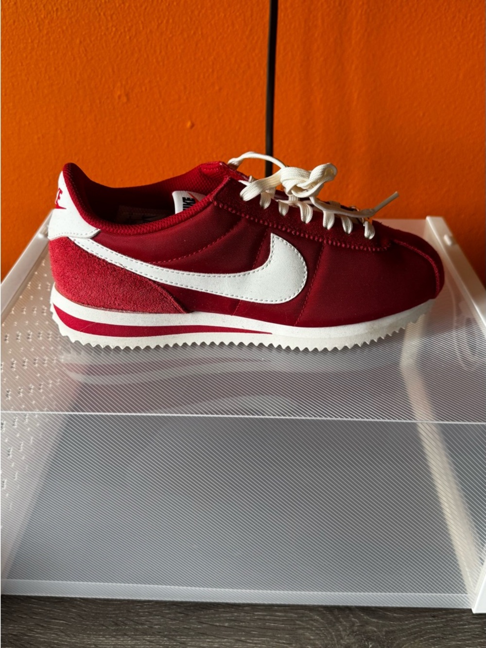 Nike Women’s Red and White Classic Cortez Sneakers
